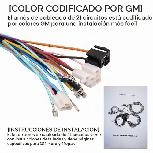 Vista 4 de Kit de arnés de cableado de 21 circuitos, cables universales extralargos para Ford, Chevy, Chrysler, Mopar Hotrods y Ratrods