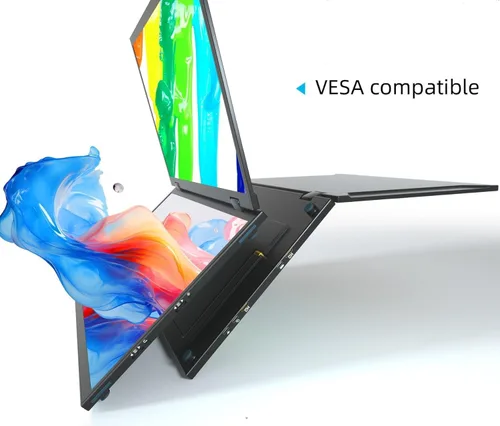 Vista 7 de Extensor de monitor USB/HDMI apilado de doble pantalla FHD 100Hz 120% sRGB para Mac Windows Gaming Mini PC con soporte (38)