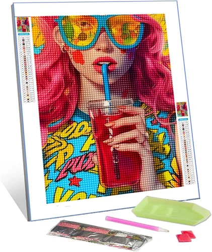 Vista 12 de Kits de pintura de diamantes 5D para adultos, Terror Girl Taladro completo, punto de cruz de diamante redondo, no hables, pintura de diamantes por