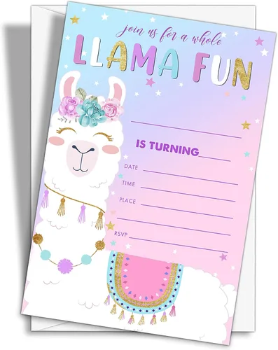 Vista 10 de Invitaciones de fiesta de cumpleaños con neón y brillo, 20 unidades. Invitaciones temáticas de cumpleaños "Let's Glow Crazy" con sobres - HBYQK-B02
