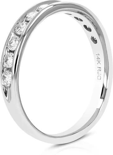 Vista 17 de VIR JEWELS Alianza de boda de diamante de 1/4 quilates a 1 cttw para mujer, anillo de boda de diamante de ajuste cómodo en juego de canales de oro