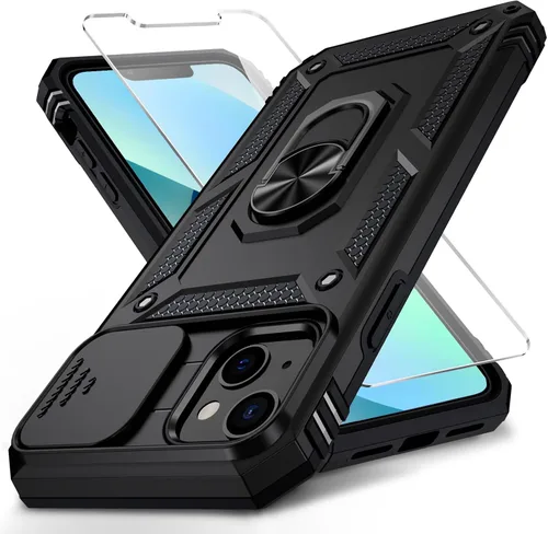 Vista 8 de Funda para iPhone 13 Mini con cubierta para lente de cámara, protector de pantalla HD, protección contra caídas de grado militar de 10 pies, soporte