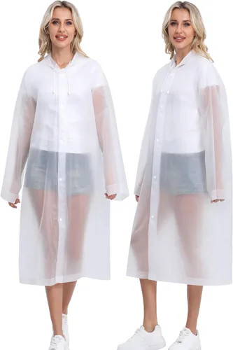 Vista 78 de 2 abrigos de lluvia de Borogo para adultos, chaquetas de lluvia reutilizables para hombres y mujeres