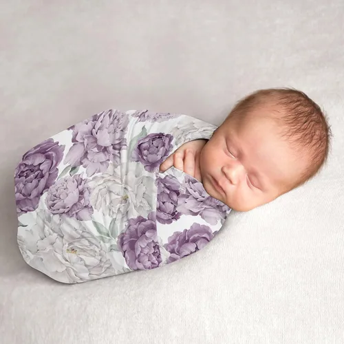 Vista 11 de Sweet Jojo Designs Manta para envolver al bebé con diseño floral bohemio de jardín y flores para bebé recién nacido, tejido ligero elástico