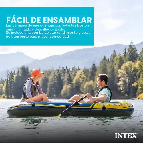 Vista 7 de Set de Bote Hinchable Intex Challenger 2: Incluye Remos Deluxe de 48 Pulgadas y Bomba de Alta Potencia Amarillo