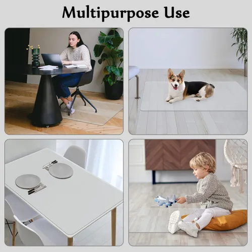 Vista 7 de Blvornl Tapete para silla de oficina para suelo de madera dura, protector de plástico resistente para silla de oficina, rectangular transparente