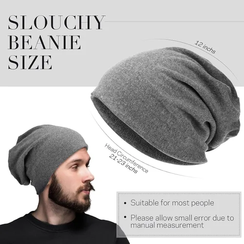 Vista 2 de Gorro holgado de 4 piezas, gorro para dormir, gorro de dormir holgado de punto con calavera para hombres y mujeres