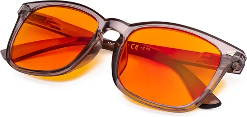 Vista 17 de Gafas de lectura cuadradas de gran tamaño con bloqueo de luz azul para mujeres y hombres