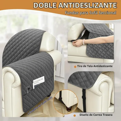 Vista 4 de Arfntevss Fundas impermeables para sofá modular en forma de L, lavable, de terciopelo, para sofá seccional, antideslizantes, fundas de esquina