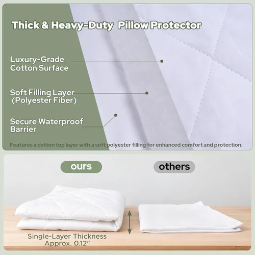 Vista 4 de CoolShields Protectores de Almohada Premium 100% Algodón Impermeables con Cremallera, Transpirables y Silenciosos, Superficie Hipoalergénica Suave