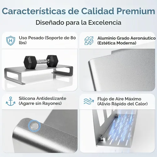 Vista 6 de Soporte elevador para monitor de computadora para escritorio, elevador