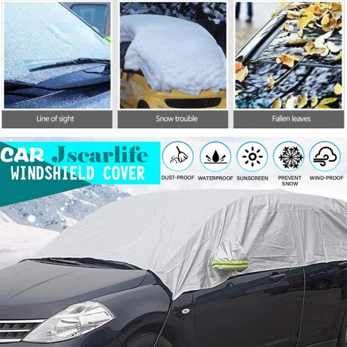 Vista 4 de JSCARLIFE Cubierta de media cubierta de automóvil impermeable, cubierta de nieve para parabrisas impermeable, resistente al viento, a prueba