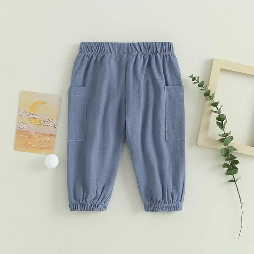 Vista 6 de Pantalones deportivos de algodón para bebé, niño y niña, pantalones de harén hippie, pantalones de carga para bebés, pantalones largos de otoño
