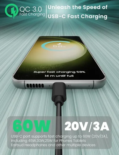 Vista 3 de Cargador compatible con Samsung Galaxy Watch 7/Ultra/FE/6/6 Classic/5 Pro/4 Classic/3/Active 2/Active 2 en 1 USB a USB C Cable de carga para Galaxy
