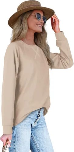 Vista 3 de Sudaderas para mujer, cuello redondo, ajuste holgado, camisetas de manga larga para mujer