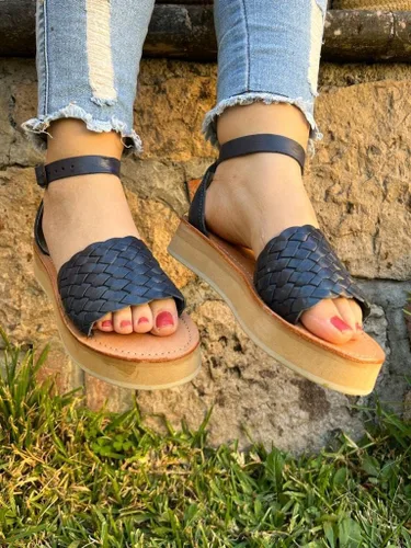 Vista 8 de Mexico en la Piel Sandalias Huarache de plataforma de cuero hechas a mano para mujer