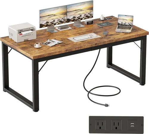 Vista 14 de Mericonia Escritorio para computadora, escritorio de juegos para espacios pequeños, mesa de estilo moderno y simple para oficina en casa, mesa
