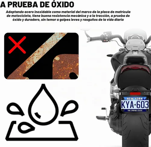 Vista 4 de Kit de marcos para matrícula de motocicleta, soporte de marco de matrícula de motocicleta de acero inoxidable con patrón de fibra de carbono