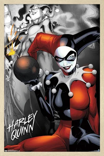 Vista 7 de Trends International DC Comics - Póster de pared de Harley Quinn, la bomba, 14.725 x 22.375 pulgadas, versión enmarcada de madera de granero