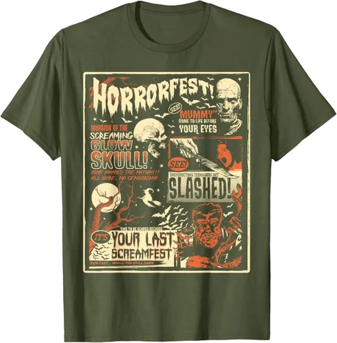 Vista 39 de Vintage Horrorfest Movie Poster Terror Old Time Halloween Camiseta S Negro