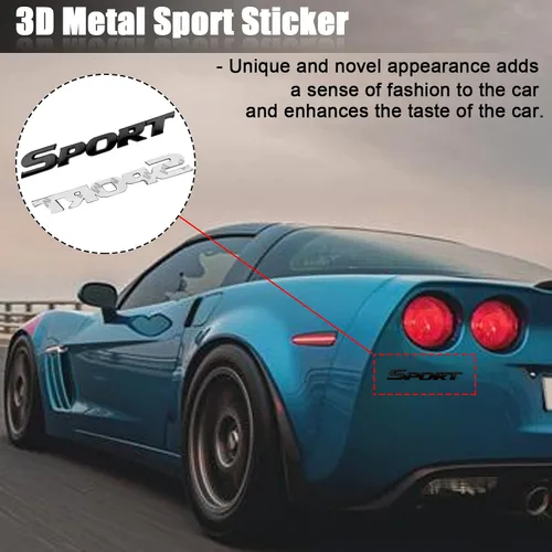 Vista 4 de 2 piezas de calcomanías de maletero de coche 3D de metal deportivo, calcomanías 3D premium personalizadas, pegatina 3D para guardabarros