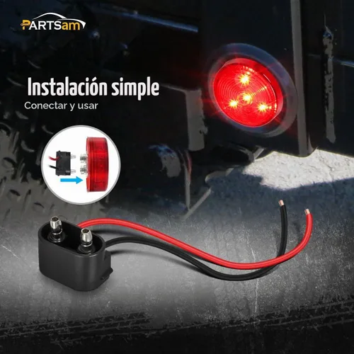 Vista 5 de Partsam 4 luces LED redondas de 2 pulgadas con marcador lateral lateral reflejo, [aprobado por DOT] 2 pulgadas, 4 luces LED de remolque con ojales