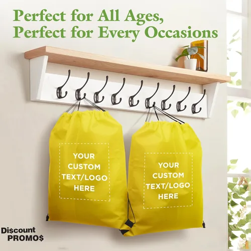 Vista 11 de DISCOUNT PROMOS Juego de mochilas con cordón no tejidas personalizadas de 10/50/100, paquete personalizado a granel