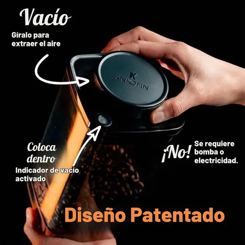 Vista 3 de Turn-N-Seal - Recipiente de café al vacío, no necesita bomba, 0.6 cuartos Recipiente hermético de almacenamiento de granos y granos con placa