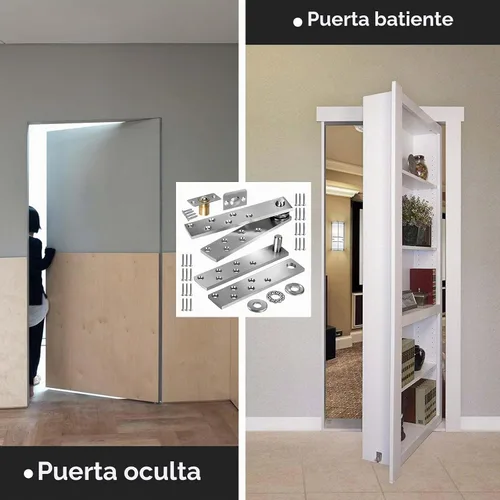 Vista 3 de Bisagra de pivote de puerta oculta Heavy Duty 200LB Hardware de puerta de madera 2PCS Thickened stainless steel pivot hinges create hidden doors