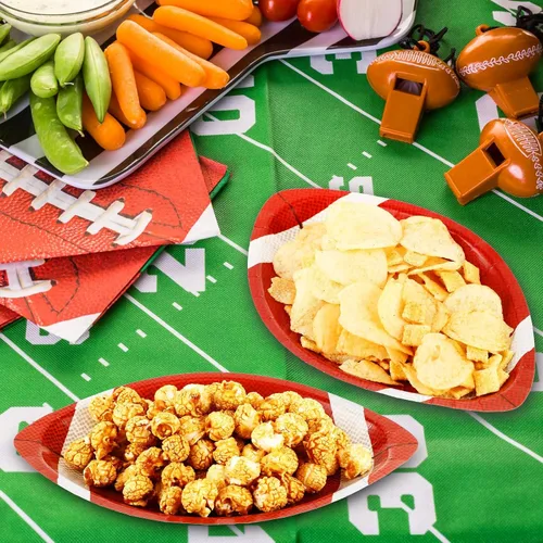Vista 6 de Zubebe 200 platos de fútbol para fiestas, platos de papel desechables en forma de fútbol, bandejas para servir vajilla, para eventos deportivos