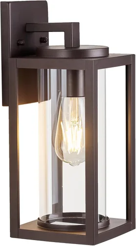 Vista 7 de MICSIU Aplique de pared exterior negro texturizado, lámpara exterior de 12 pulgadas con vidrio transparente de semilla, luces exteriores