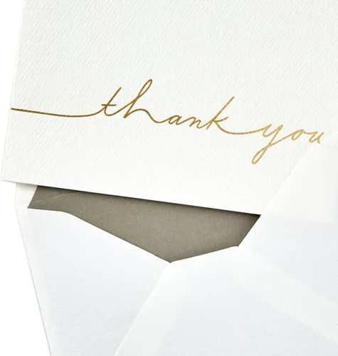 Vista 3 de Hallmark Signature - Tarjetas de agradecimiento doradas, escritura dorada (10 tarjetas con sobres)