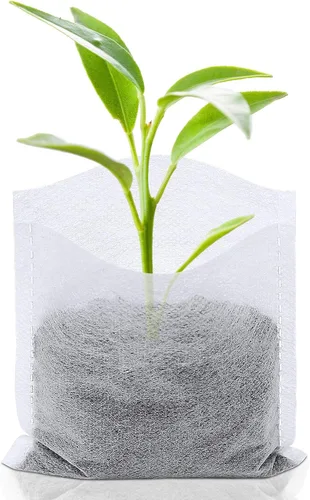 Vista 12 de Augshy Bolsas de cultivo de vivero, 400 bolsas de tela para plantas, bolsas de cultivo de plantas no tejidas, bolsa de inicio de siembra, plantas