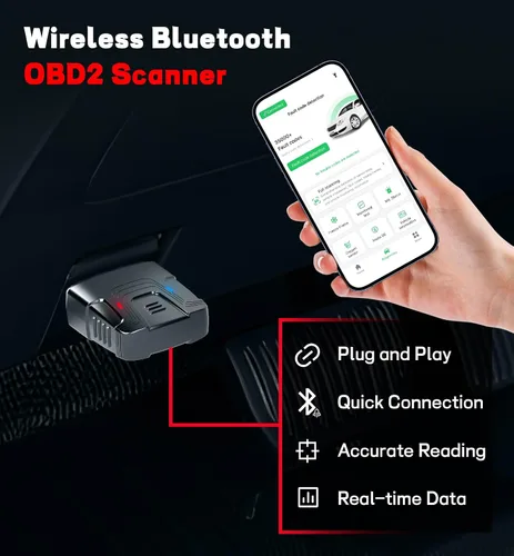 Vista 5 de QYQBOON Escáner OBD2 Bluetooth para automóviles - Herramientas de escaneo OBD2 inalámbricas y lector de códigos para iPhone/Android, herramienta