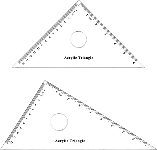 Vista 8 de Coopay Juego de reglas de plástico para herramientas de geometría matemática de 12 pulgadas, incluye regla recta, regla triangular, transportador