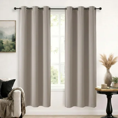 Vista 70 de Simplebrand Cortinas blancas puras de 96 pulgadas de largo para oscurecer la habitación, juego de 2 paneles para dormitorio/sala de estar, bloqueo