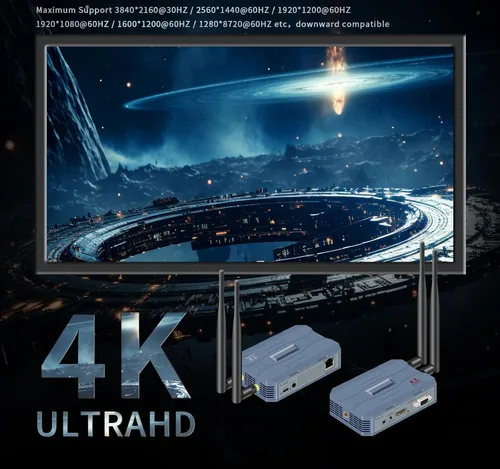 Vista 2 de Kit de transmisor y receptor HDMI inalámbrico 4K @30HZ, 2K @60HZ, 1080P @60HZ