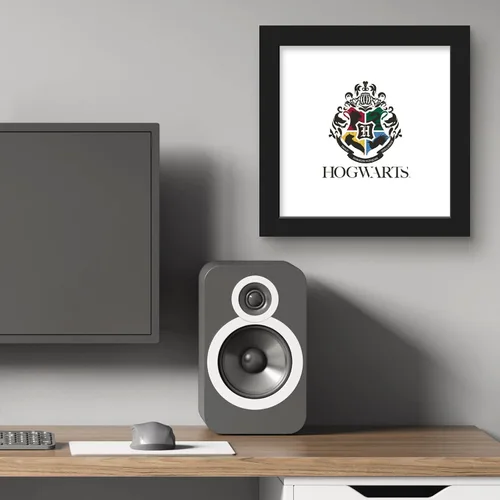 Vista 5 de Trends International Gallery Pops Harry Potter - Póster de pared moderno de Hogwarts Crest, 12 x 12 pulgadas, versión enmarcada en negro