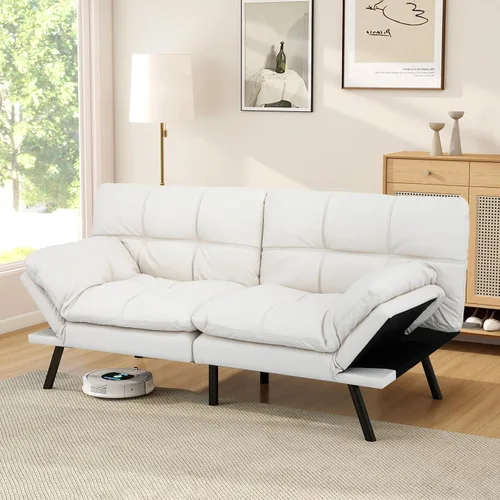 Vista 12 de Opoiar Sofá cama plegable de espuma viscoelástica convertible con reposabrazos y respaldos ajustables para espacios pequeños, oficina, estudio