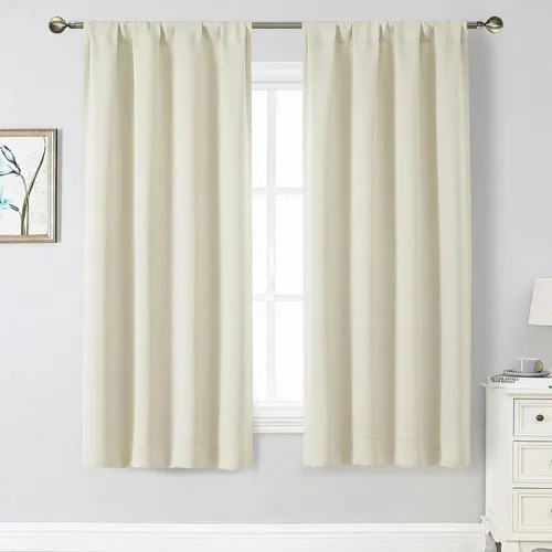 Vista 137 de Cortinas opacas para dormitorio, sala de estar, juego de 2 paneles de 54 pulgadas de largo, cortinas de oscurecimiento de habitación con aislamiento