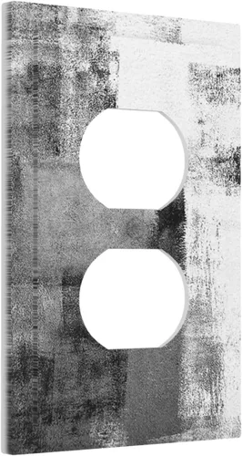 Vista 117 de Placa de Interruptor de Luz de Palanca Única Abstracta en Negro, Blanco y Gris, Cubierta de Tomacorriente, Placa de Pared Decorativa de Un