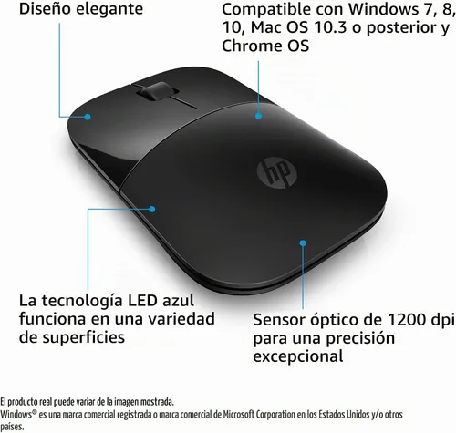 Vista 7 de Ratón inalámbrico HP Z3700 (26V63AA#ABL, Negro)