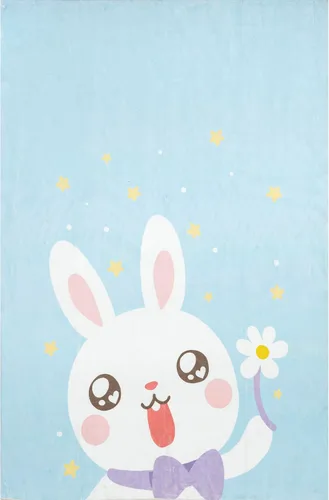 Vista 5 de nuLOOM Aloisia Bunny - Alfombra lavable a máquina, 4 x 6, azul