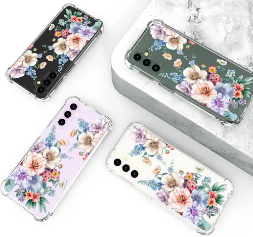 Vista 5 de Hungo Funda compatible con Samsung Galaxy S23 con diseño floral y bonito diseño transparente, femenino para mujeres y niñas, con hermoso clavel