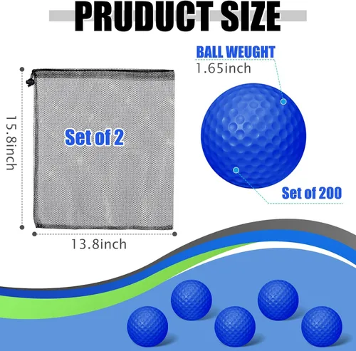 Vista 5 de 200 pelotas de espuma para práctica de golf, bolas de entrenamiento de vuelo limitadas, suaves para columpio al aire libre, entrenamiento