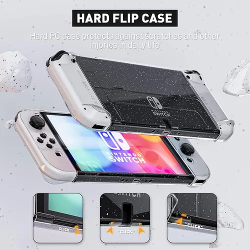 Vista 6 de Versión mejorada Funda transparente acoplable para Nintendo Switch OLED 2021, funda protectora FANPL para Switch OLED y controlador Joy Con, fuerte