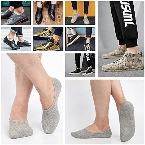 Vista 6 de 6 Pack Mens No Show Socks Casual Low Cut Thin Loafers Non Slip Boat Liners