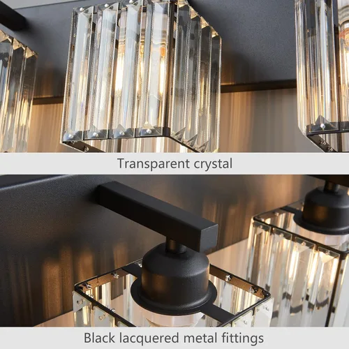 Vista 6 de Moderna lámpara de tocador/pared de baño de cristal negro - 5 luces Negro recto.