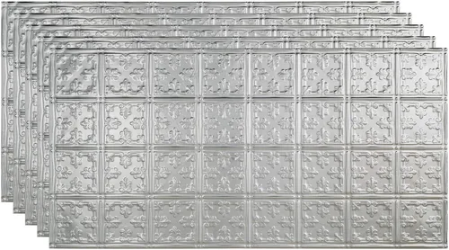 Vista 24 de FASÄDE - Panel adhesivo para techo de vinilo decorativo con estilo/patrón tradicional de 2 x 4 pies en plata entrecruzada (paquete de 5)