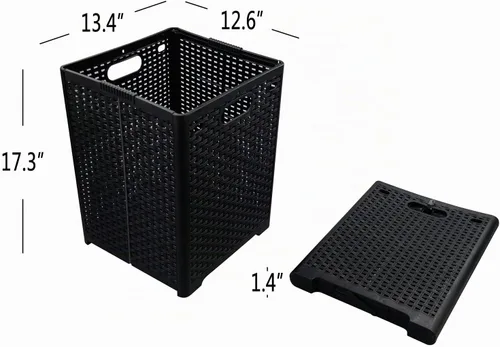 Vista 2 de Cesta de lavandería plegable de plástico de 42 litros, cesta de lavandería de plástico para toallas y ropa húmeda, 2 paquetes